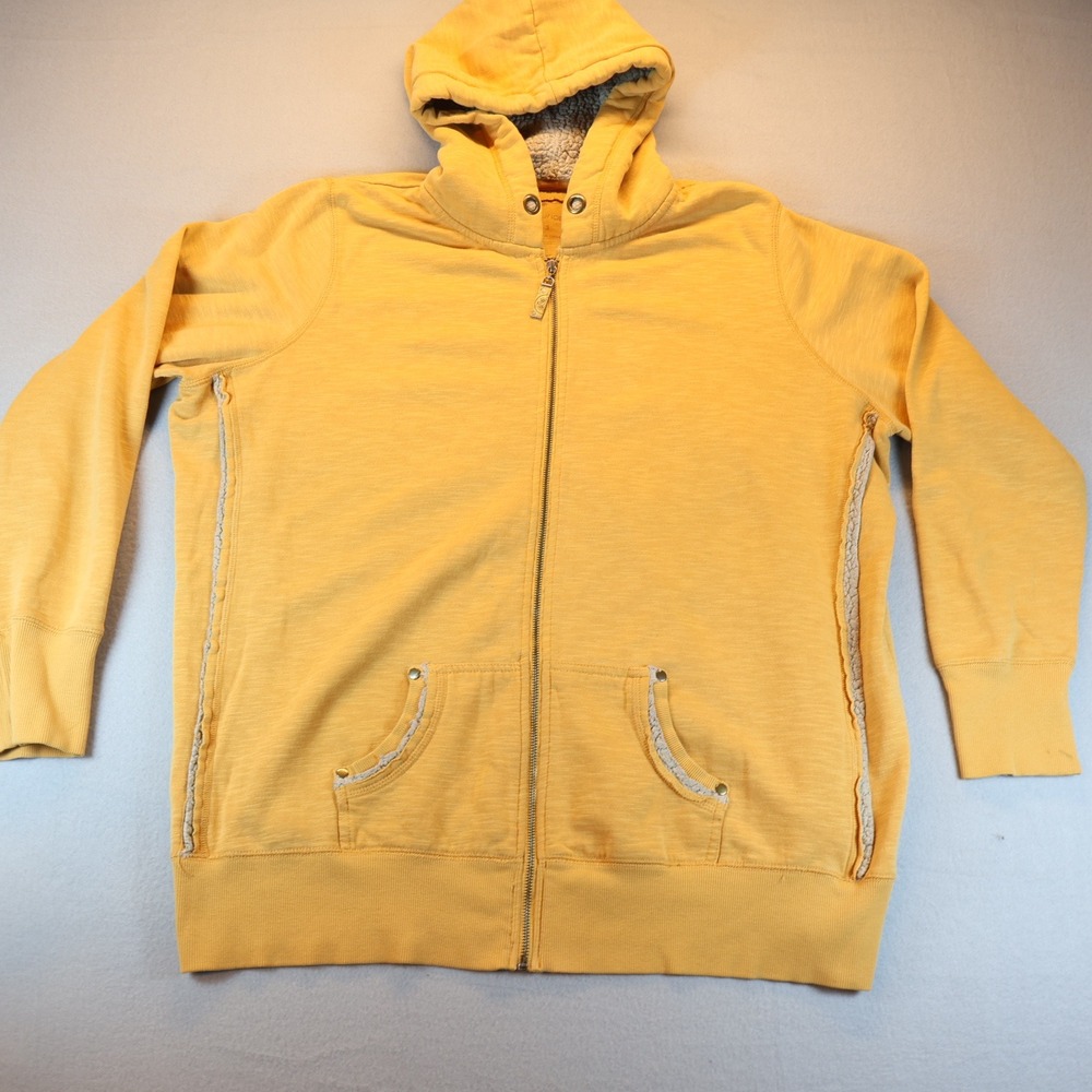 Maurices Mustard Yellow Sherpa Lined Zip Up Hoodie Crochet Trim Size 3 Plus